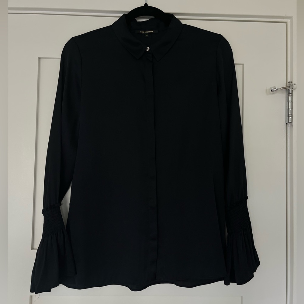 Kobi Halperin long sleeve black silk blouse